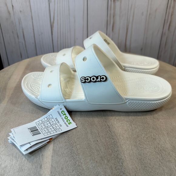 Crocs Classic Mens Slides Size 9 Womens 11 Slip On Sandals White 206761-100 NEW - Picture 5 of 14